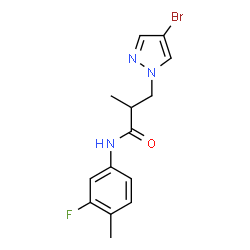 ChemSpider 2D Image | 3-(4-Bromo-1H-pyrazol-1-yl)-N-(3-fluoro-4-methylphenyl)-2-methylpropanamide | C14H15BrFN3O