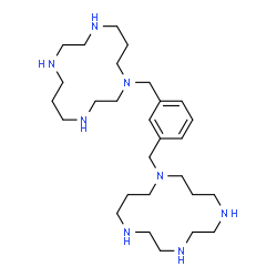 ChemSpider 2D Image | 11-[3-(1,4,8,11-Tetraazacyclotetradecan-1-ylmethyl)benzyl]-1,4,7,11-tetraazacyclotetradecane | C28H54N8