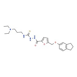 ChemSpider 2D Image | N-[3-(Diethylamino)propyl]-2-{5-[(2,3-dihydro-1H-inden-5-yloxy)methyl]-2-furoyl}hydrazinecarbothioamide | C23H32N4O3S