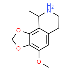 ChemSpider 2D Image | 4-Methoxy-9-methyl-6,7,8,9-tetrahydro[1,3]dioxolo[4,5-h]isoquinolin-8-ium | C12H16NO3
