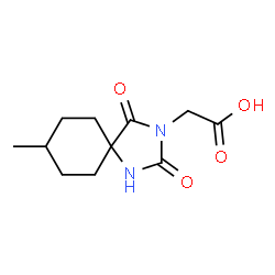 ChemSpider 2D Image | 8-Methyl-2,4-dioxo-1,3-diazaspiro[4.5]decane-3-acetic acid | C11H16N2O4