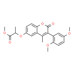 ChemSpider 2D Image | Methyl 2-{[3-(2,5-dimethoxyphenyl)-4-methyl-2-oxo-2H-chromen-6-yl]oxy}propanoate | C22H22O7
