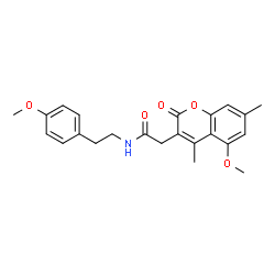 ChemSpider 2D Image | 2-(5-Methoxy-4,7-dimethyl-2-oxo-2H-chromen-3-yl)-N-[2-(4-methoxyphenyl)ethyl]acetamide | C23H25NO5