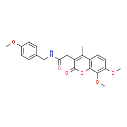 ChemSpider 2D Image | 2-(7,8-Dimethoxy-4-methyl-2-oxo-2H-chromen-3-yl)-N-(4-methoxybenzyl)acetamide | C22H23NO6