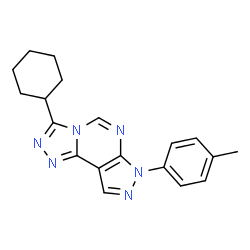 ChemSpider 2D Image | 3-Cyclohexyl-7-(4-methylphenyl)-7H-pyrazolo[4,3-e][1,2,4]triazolo[4,3-c]pyrimidine | C19H20N6