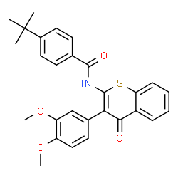 ChemSpider 2D Image | N-[3-(3,4-Dimethoxyphenyl)-4-oxo-4H-thiochromen-2-yl]-4-(2-methyl-2-propanyl)benzamide | C28H27NO4S