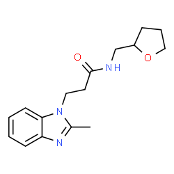 ChemSpider 2D Image | 3-(2-Methyl-1H-benzimidazol-1-yl)-N-(tetrahydro-2-furanylmethyl)propanamide | C16H21N3O2