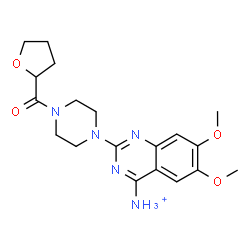 ChemSpider 2D Image | 6,7-Dimethoxy-2-[4-(tetrahydro-2-furanylcarbonyl)-1-piperazinyl]-4-quinazolinaminium | C19H26N5O4