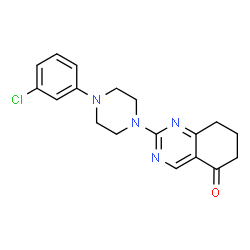 ChemSpider 2D Image | 2-[4-(3-Chlorophenyl)-1-piperazinyl]-7,8-dihydro-5(6H)-quinazolinone | C18H19ClN4O