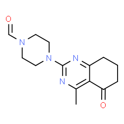 ChemSpider 2D Image | 4-(4-Methyl-5-oxo-5,6,7,8-tetrahydro-2-quinazolinyl)-1-piperazinecarbaldehyde | C14H18N4O2