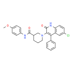 ChemSpider 2D Image | 1-(6-Chloro-2-oxo-4-phenyl-1,2-dihydro-3-quinolinyl)-N-(4-methoxyphenyl)-3-piperidinecarboxamide | C28H26ClN3O3
