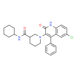 ChemSpider 2D Image | 1-(6-Chloro-2-oxo-4-phenyl-1,2-dihydro-3-quinolinyl)-N-cyclohexyl-3-piperidinecarboxamide | C27H30ClN3O2