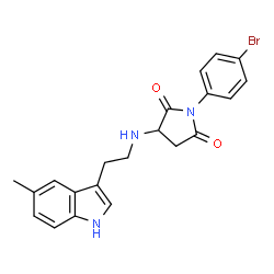 ChemSpider 2D Image | 1-(4-Bromophenyl)-3-{[2-(5-methyl-1H-indol-3-yl)ethyl]amino}-2,5-pyrrolidinedione | C21H20BrN3O2