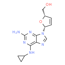 ChemSpider 2D Image | {(2S,5R)-5-[2-Amino-6-(cyclopropylamino)-9H-purin-9-yl]-2,5-dihydro-2-furanyl}methanol | C13H16N6O2