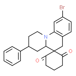 ChemSpider 2D Image | 9'-Bromo-3'-phenyl-2',3',4',4a'-tetrahydro-1'H,2H,6H,6'H-spiro[cyclohexane-1,5'-pyrido[1,2-a]quinoline]-2,6-dione | C24H24BrNO2