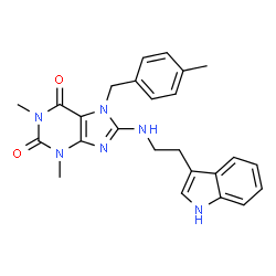ChemSpider 2D Image | 7-(4-methylbenzyl)-8-{[2-(1H-indol-3-yl)ethyl]amino}-1,3-dimethyl-3,7-dihydro-1H-purine-2,6-dione | C25H26N6O2