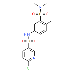 ChemSpider 2D Image | 6-Chloro-N-[3-(dimethylsulfamoyl)-4-methylphenyl]-3-pyridinesulfonamide | C14H16ClN3O4S2