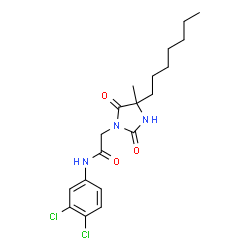 ChemSpider 2D Image | N-(3,4-Dichlorophenyl)-2-(4-heptyl-4-methyl-2,5-dioxo-1-imidazolidinyl)acetamide | C19H25Cl2N3O3
