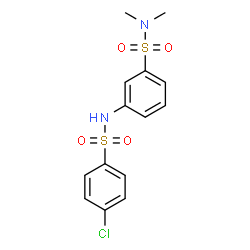 ChemSpider 2D Image | 3-{[(4-Chlorophenyl)sulfonyl]amino}-N,N-dimethylbenzenesulfonamide | C14H15ClN2O4S2