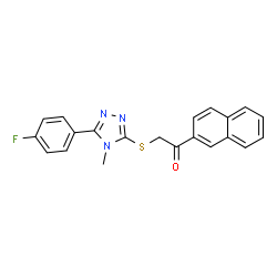 ChemSpider 2D Image | 2-{[5-(4-Fluorophenyl)-4-methyl-4H-1,2,4-triazol-3-yl]sulfanyl}-1-(2-naphthyl)ethanone | C21H16FN3OS