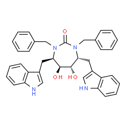 ChemSpider 2D Image | (4R,5S,6S,7R)-1,3-Dibenzyl-5,6-dihydroxy-4,7-bis(1H-indol-3-ylmethyl)-1,3-diazepan-2-one | C37H36N4O3