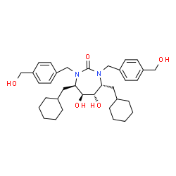 ChemSpider 2D Image | (4R,5S,6S,7R)-4,7-Bis(cyclohexylmethyl)-5,6-dihydroxy-1,3-bis[4-(hydroxymethyl)benzyl]-1,3-diazepan-2-one | C35H50N2O5