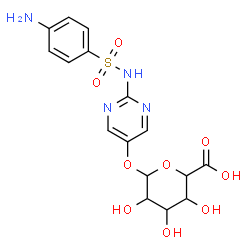 ChemSpider 2D Image | 2-{[(4-Aminophenyl)sulfonyl]amino}-5-pyrimidinyl hexopyranosiduronic acid | C16H18N4O9S