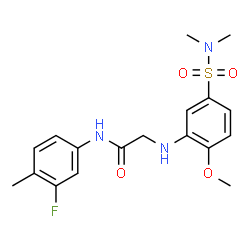 ChemSpider 2D Image | N~2~-[5-(Dimethylsulfamoyl)-2-methoxyphenyl]-N-(3-fluoro-4-methylphenyl)glycinamide | C18H22FN3O4S