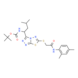 ChemSpider 2D Image | 2-Methyl-2-propanyl {1-[6-({2-[(2,4-dimethylphenyl)amino]-2-oxoethyl}sulfanyl)[1,2,4]triazolo[3,4-b][1,3,4]thiadiazol-3-yl]-3-methylbutyl}carbamate | C23H32N6O3S2