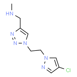 ChemSpider 2D Image | 1-{1-[2-(4-Chloro-1H-pyrazol-1-yl)ethyl]-1H-1,2,3-triazol-4-yl}-N-methylmethanamine | C9H13ClN6