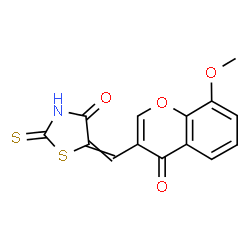 ChemSpider 2D Image | 5-[(8-Methoxy-4-oxo-4H-chromen-3-yl)methylene]-2-thioxo-1,3-thiazolidin-4-one | C14H9NO4S2