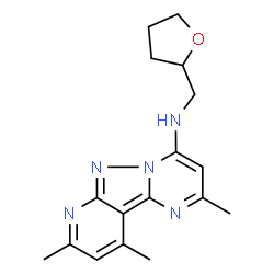 ChemSpider 2D Image | 2,8,10-Trimethyl-N-(tetrahydro-2-furanylmethyl)pyrido[2',3':3,4]pyrazolo[1,5-a]pyrimidin-4-amine | C17H21N5O