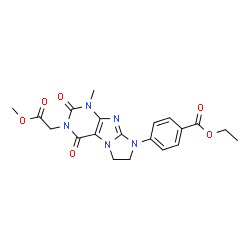 ChemSpider 2D Image | Ethyl 4-[3-(2-methoxy-2-oxoethyl)-1-methyl-2,4-dioxo-1,2,3,4,6,7-hexahydro-8H-imidazo[2,1-f]purin-8-yl]benzoate | C20H21N5O6