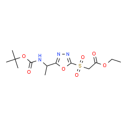 ChemSpider 2D Image | Ethyl ({5-[1-({[(2-methyl-2-propanyl)oxy]carbonyl}amino)ethyl]-1,3,4-oxadiazol-2-yl}sulfonyl)acetate | C13H21N3O7S