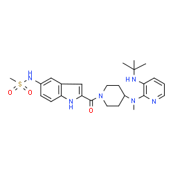ChemSpider 2D Image | N-{2-[(4-{[3-(tert-butylamino)pyridin-2-yl](methyl)amino}piperidin-1-yl)carbonyl]-1H-indol-5-yl}methanesulfonamide | C25H34N6O3S
