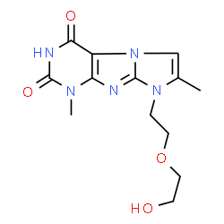 ChemSpider 2D Image | 8-[2-(2-Hydroxyethoxy)ethyl]-1,7-dimethyl-1H-imidazo[2,1-f]purine-2,4(3H,8H)-dione | C13H17N5O4