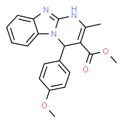 ChemSpider 2D Image | Methyl 4-(4-methoxyphenyl)-2-methyl-1,4-dihydropyrimido[1,2-a]benzimidazole-3-carboxylate | C20H19N3O3