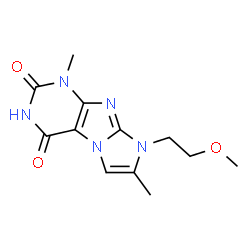 ChemSpider 2D Image | 8-(2-Methoxyethyl)-1,7-dimethyl-1H-imidazo[2,1-f]purine-2,4(3H,8H)-dione | C12H15N5O3