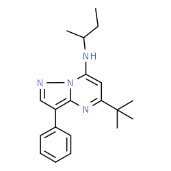 ChemSpider 2D Image | N-sec-Butyl-5-tert-butyl-3-phenylpyrazolo[1,5-a]pyrimidin-7-amine | C20H26N4
