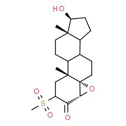 ChemSpider 2D Image | (4alpha,5alpha,8xi,9xi,14xi,17beta)-17-Hydroxy-2-(methylsulfonyl)-4,5-epoxyandrostan-3-one | C20H30O5S
