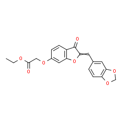 ChemSpider 2D Image | Ethyl {[2-(1,3-benzodioxol-5-ylmethylene)-3-oxo-2,3-dihydro-1-benzofuran-6-yl]oxy}acetate | C20H16O7