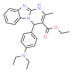 ChemSpider 2D Image | Ethyl 4-[4-(diethylamino)phenyl]-2-methyl-1,4-dihydropyrimido[1,2-a]benzimidazole-3-carboxylate | C24H28N4O2