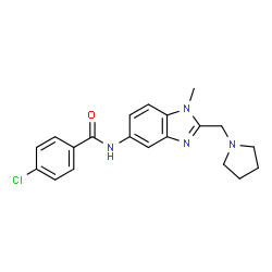 ChemSpider 2D Image | 4-Chloro-N-[1-methyl-2-(1-pyrrolidinylmethyl)-1H-benzimidazol-5-yl]benzamide | C20H21ClN4O