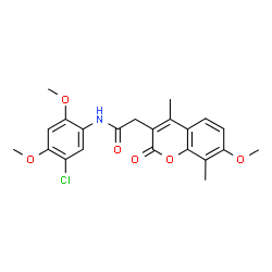 ChemSpider 2D Image | N-(5-Chloro-2,4-dimethoxyphenyl)-2-(7-methoxy-4,8-dimethyl-2-oxo-2H-chromen-3-yl)acetamide | C22H22ClNO6