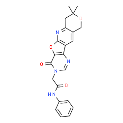 ChemSpider 2D Image | 2-(8,8-Dimethyl-4-oxo-7,10-dihydro-8H-pyrano[3'',4'':5',6']pyrido[3',2':4,5]furo[3,2-d]pyrimidin-3(4H)-yl)-N-phenylacetamide | C22H20N4O4