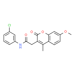 ChemSpider 2D Image | N-(3-Chlorophenyl)-2-(7-methoxy-4-methyl-2-oxo-2H-chromen-3-yl)acetamide | C19H16ClNO4