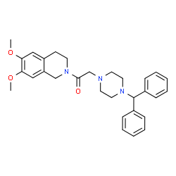 ChemSpider 2D Image | 1-(6,7-Dimethoxy-3,4-dihydro-2(1H)-isoquinolinyl)-2-[4-(diphenylmethyl)-1-piperazinyl]ethanone | C30H35N3O3