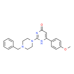 ChemSpider 2D Image | 2-(4-Benzyl-1-piperazinyl)-6-(4-methoxyphenyl)-4(1H)-pyrimidinone | C22H24N4O2