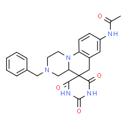ChemSpider 2D Image | N-(3-Benzyl-2',4',6'-trioxo-1',2,3,3',4,4',4a,6'-octahydro-1H,2'H,6H-spiro[pyrazino[1,2-a]quinoline-5,5'-pyrimidin]-8-yl)acetamide | C24H25N5O4