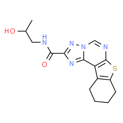 ChemSpider 2D Image | N-(2-Hydroxypropyl)-8,9,10,11-tetrahydro[1]benzothieno[3,2-e][1,2,4]triazolo[1,5-c]pyrimidine-2-carboxamide | C15H17N5O2S